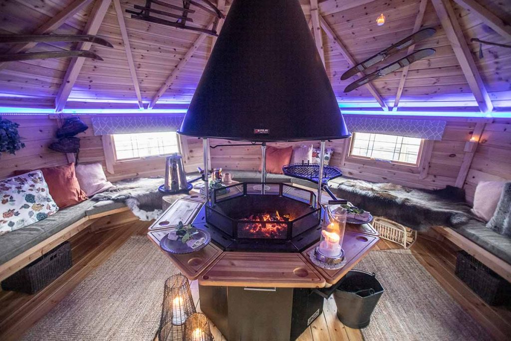 LED lights on inside a bbq lodge