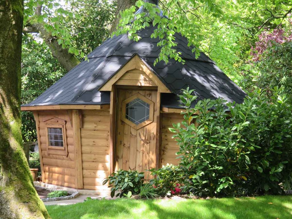 bbq hut in a garden